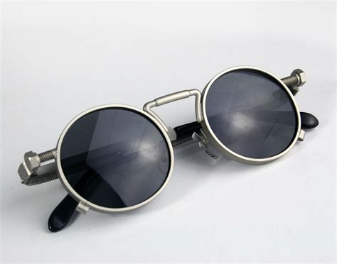 round silver metal sunglasses